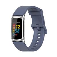 By Qubix - Compatible met Fitbit Charge 5 - Fitbit Charge 6 Extra soft siliconen bandje - Blauw - Compatible fitbit bandje