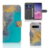 Samsung Galaxy S10 Plus Bookcase Marble Blue Gold