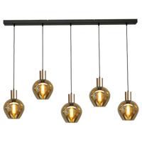 Masterlight Zwarte hanglamp met goud Bounty 5-lichts curiosa glas 2471-05-02-130-5-3