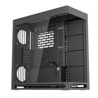 HAVN HS 420 Dual-Chamber ATX Mid Tower pc-behuizing, zwart, hybride design, ruimte voor 11 x 140 mm ventilator en 3 x 420 mm radiatorondersteuning, eenvoudig kabelbeheer, gehard glas,