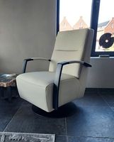 Leren draaifauteuil met hoge rug en stervoet - crème kleur leer - Echt leer, Industrieel, ontdek de vele Leersoorten en Kleuren bij ShopX