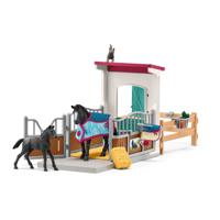 Schleich Horse Club - Paardenbox met merrie en veulen speelfiguur - thumbnail