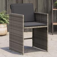 Tuinstoelen 4 st met kussens poly rattan grijs - thumbnail