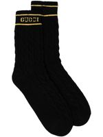 Gucci chaussettes en maille torsadée à logo imprimé - Noir - thumbnail