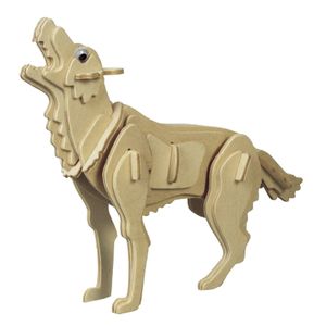 Houten 3D puzzel wolf 23 cm