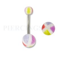 Navelpiercing acryl geblokt paars rood geel 10 mm - thumbnail