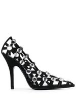 The Attico Grid 105mm rhinestone-embellished pumpss - Noir