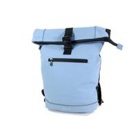 Roltop rugzak Highlands 15,3 inch mat rubber PU licht blauw