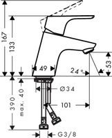 Hansgrohe Focus Wastafelkraan Zonder Waste/ketting Chroom - thumbnail