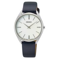 Seiko SWR079P1 Horloge staal-leder zilverkleurig-blauw 32 mm