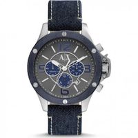 Horlogeband Armani Exchange AX1517 Leder/Textiel Blauw 22mm