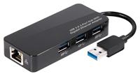 Club 3D CSV-1430 USB 3.0 3-poorts hub met Gigabit Ethernet zwart