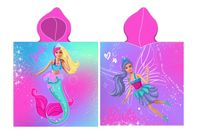 Barbie Poncho - 55 x 100 cm - roze/paars - thumbnail