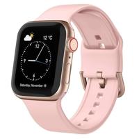 By Qubix - Soft siliconen bandje met gespsluiting - Roze - Compatible met Apple Watch 38mm / 40mm / 41mm / 42mm - Compatible Apple watch bandjes