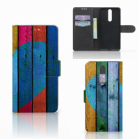 Nokia 8 Book Style Case Wood Heart - Cadeau voor je Vriend