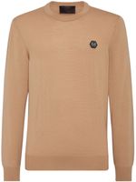 Philipp Plein logo-patch fine-knit jumper - Marron