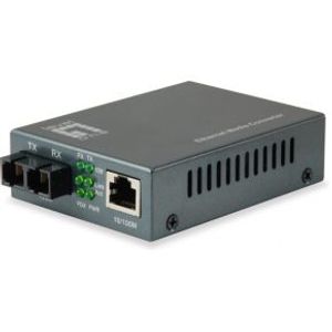 LevelOne FVT-1102 netwerk media converter 100 Mbit/s 1310 nm Single-mode Zwart