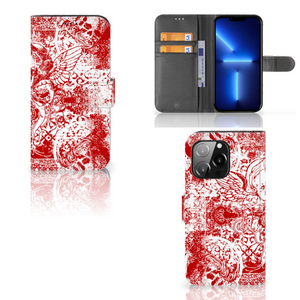 Telefoonhoesje met Naam iPhone 13 Pro Angel Skull Rood