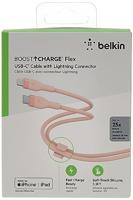 Belkin BoostCharge Flex siliconen USB Type C/Lightning-kabel (1 m), MFi-gecertificeerde 20 W PD Power Delivery-snellaadkabel voor iPhone 14/14 Plus, 13, 12, Pro, Max, mini, SE, iPad en meer – Roze