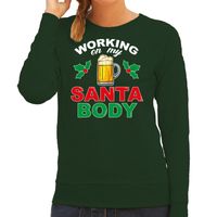 Santa body foute Kerstsweater / Kersttrui groen voor dames - thumbnail