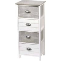 Gebor - Zeer Mooie Ladekast Met 4 Laden 86x37x27cm - Ladekast – Mdf/paulownia – Wit/grijs – Opbergen – Meubel –