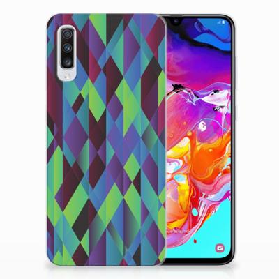 Samsung Galaxy A70 TPU Hoesje Abstract Green Blue Samsung Galaxy A70 TPU Hoesje Abstract Green Blue