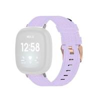 By Qubix - Compatible met Fitbit Versa 3/4 & Sense 1/2 Canvas nylon bandje - Lila - Compatible fitbit bandje