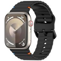 By Qubix - Wave sportband - Zwart - Compatible met Apple Watch 44mm / 45mm / 46mm / 49mm - Compatible Apple watch bandjes
