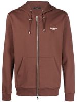 Balmain hoodie à logo imprimé - Marron