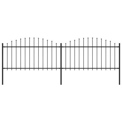 vidaXL Tuinhek met speren bovenkant (1,25-1,5)x3,4 m staal zwart