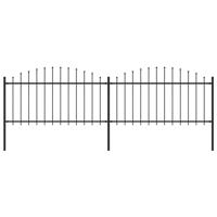 vidaXL Tuinhek met speren bovenkant (1,25-1,5)x3,4 m staal zwart