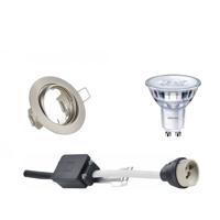 Philips - Led Spot Set - Sceneswitch 827 36d - Gu10 Fitting - Dimbaar - Inbouw Rond - Mat Nikkel - 1.5w-5w - Warm Wit