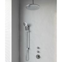 Regendoucheset Inbouw Plafond Brauer 30cm Rond Glans Chroom 3 Greeps Thermostaatkraan Glijstang en Staafhanddouche