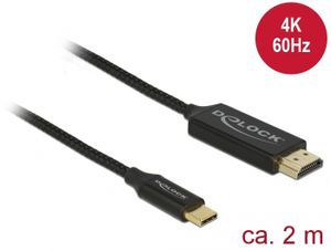 Delock 84905 USB-kabel Type-C naar HDMI (DP Alt Mode) 4K 60 Hz 2 m coaxiaal