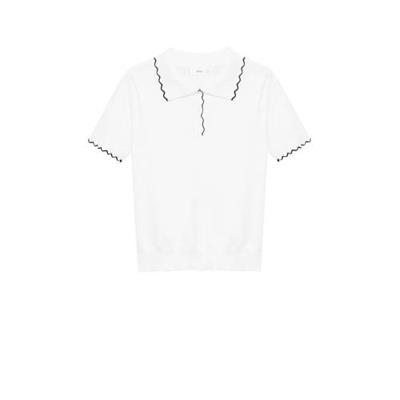Mango fijngebreide polo wit/zwart Mango fijngebreide polo wit/zwart