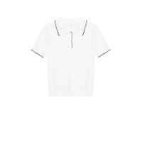 Mango fijngebreide polo wit/zwart