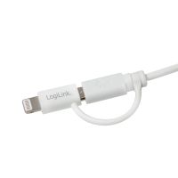 LogiLink USB-kabel USB 2.0 USB-A stekker, USB-micro-B stekker, Apple Lightning stekker 1.00 m Wit CU0118 - thumbnail