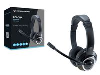 Conceptronic POLONA 01B Over Ear headset Telefoon Kabel Stereo Zwart Afstandsbediening, Volumeregeling, Microfoon uitschakelbaar (mute) - thumbnail