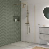 Saqu Modulo inloopdouche incl. antikalk 120x210cm helder glas geborsteld messing