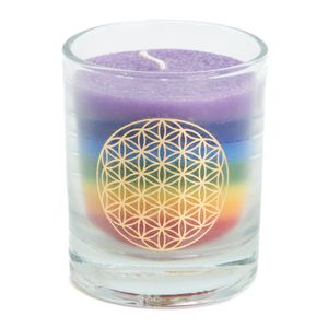 Fair Trade 7 Chakra's Flower of Life Stearine Kaars in Glas