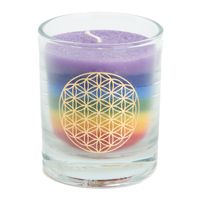 Fair Trade 7 Chakra's Flower of Life Stearine Kaars in Glas - thumbnail