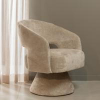 WOOOD Draaifauteuil Ebba Chenille - Naturel - thumbnail