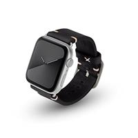 JT Berlin Alex Vintage armband voor Apple Watch 42 mm / 44 mm leren armband [Watch SE, Series 6 / 5 / 4 / 3 / 2 / 1, zacht lederen reserveband, aluminium sluiting] zwart/zilver (maat M/L)