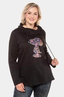 Ulla Popken Sweatshirt, Snoopy, metallic effect, wijde opstaande kraag - Grote Maten