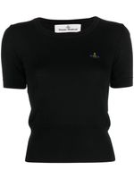 Vivienne Westwood Orb-embroidered virgin-wool knitted top - Noir