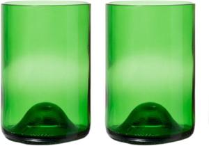 Rebottled Waterglazen - Groen - 330 ml - 2 stuks - gemaakt van gerecyclede wijnflessen