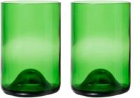 Rebottled Waterglazen - Groen - 330 ml - 2 stuks - gemaakt van gerecyclede wijnflessen