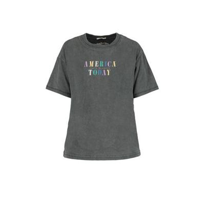 America Today Junior T-shirt met logo verwassen grijs
