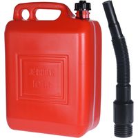 Jerrycan 10 liter rood met schenktuit voor brandstof 26 x 14 x 37 cm - thumbnail