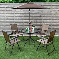 Set van 4 Klapstoelen Tuinstoel met Hoge Rugleuning Klapfauteuil 69 x 54 cm x 90 cm Bruin - thumbnail